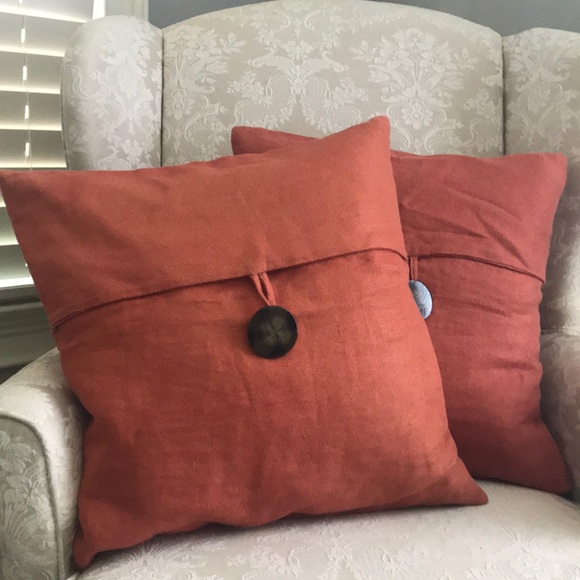 Pottery Barn Accents Two Linen Button Pillow Covers Poshmark